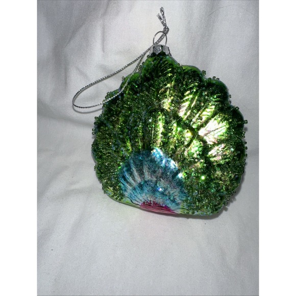 Peacock Blown Glass Ornament - Picture 4 of 4